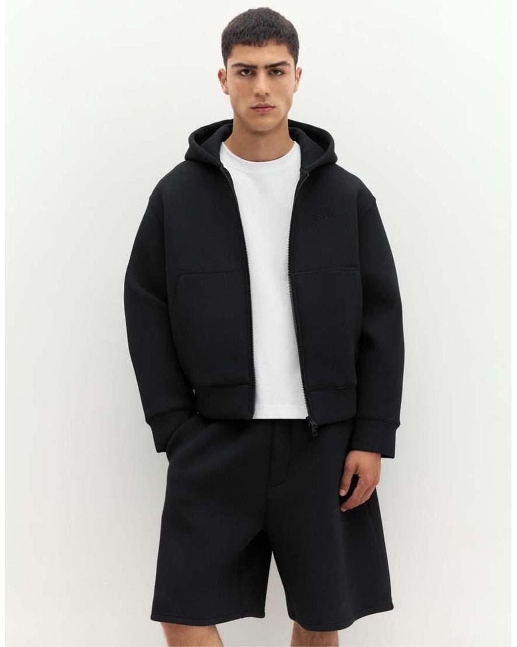 Pull&Bear Black Stwd Zip-up Hoodie for men