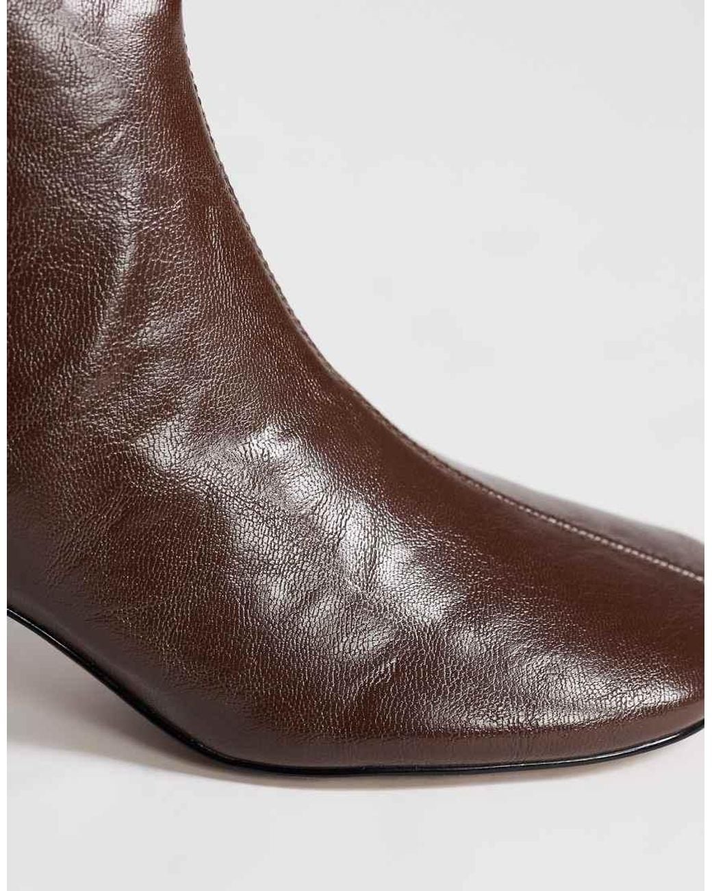 TOPSHOP Brown Kenna Block Heel Ankle Boot