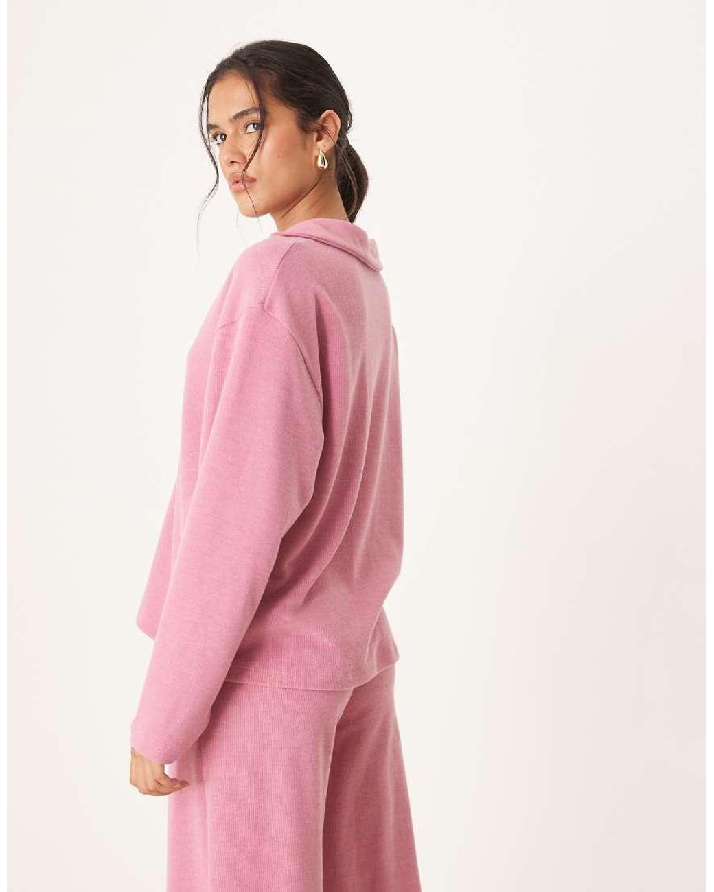ASOS Pink Supersoft Rugby Collar Long Sleeve Top