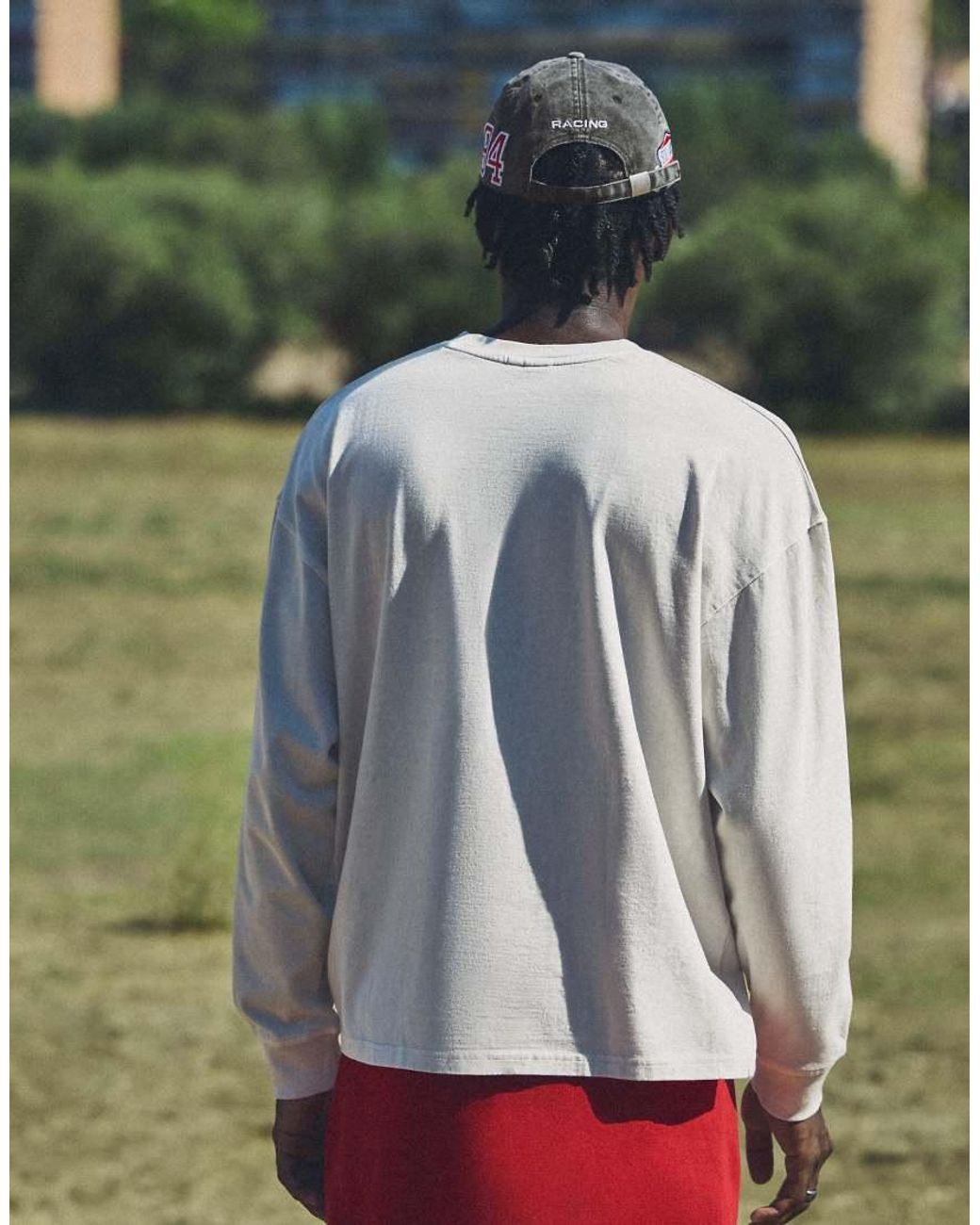 Bershka Green Acid-wash Print Long Sleeve T-shirt for men