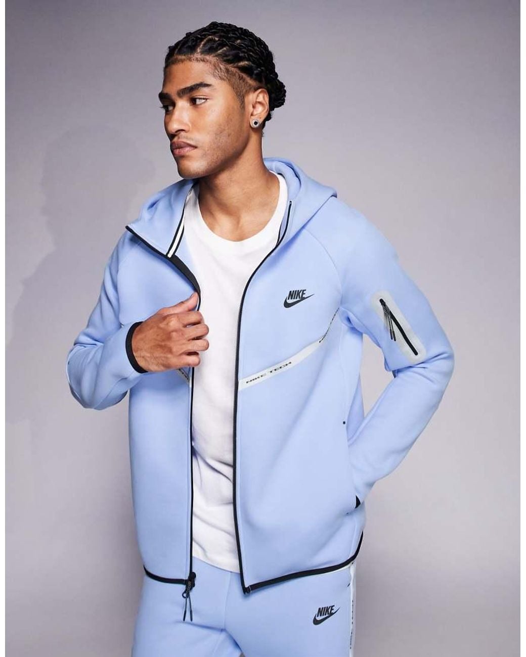 Nike Blue Tech Fleece Reflective Full Zip Hoodie for men