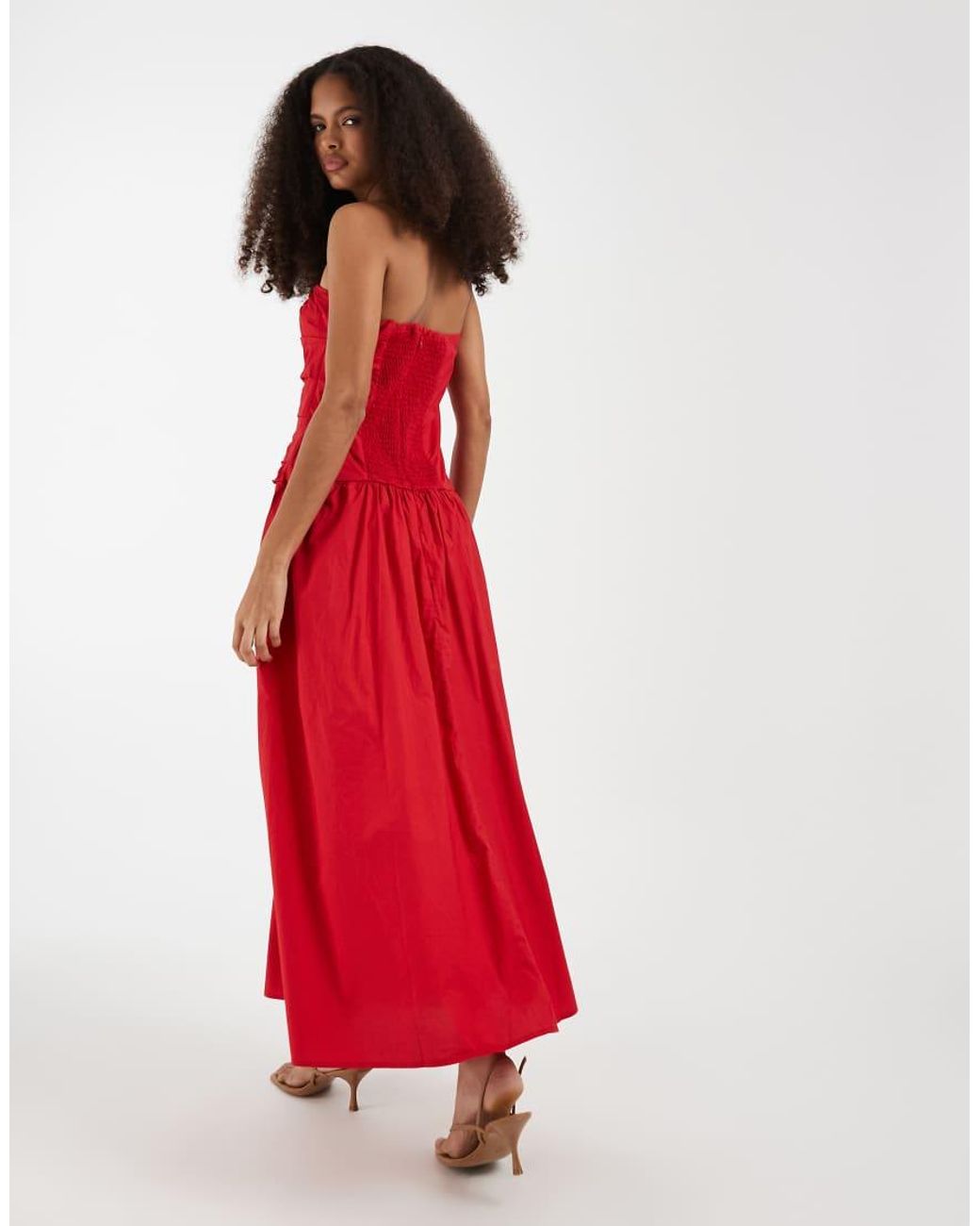 Gap Red Drop Waist Bandeau Maxi Dress