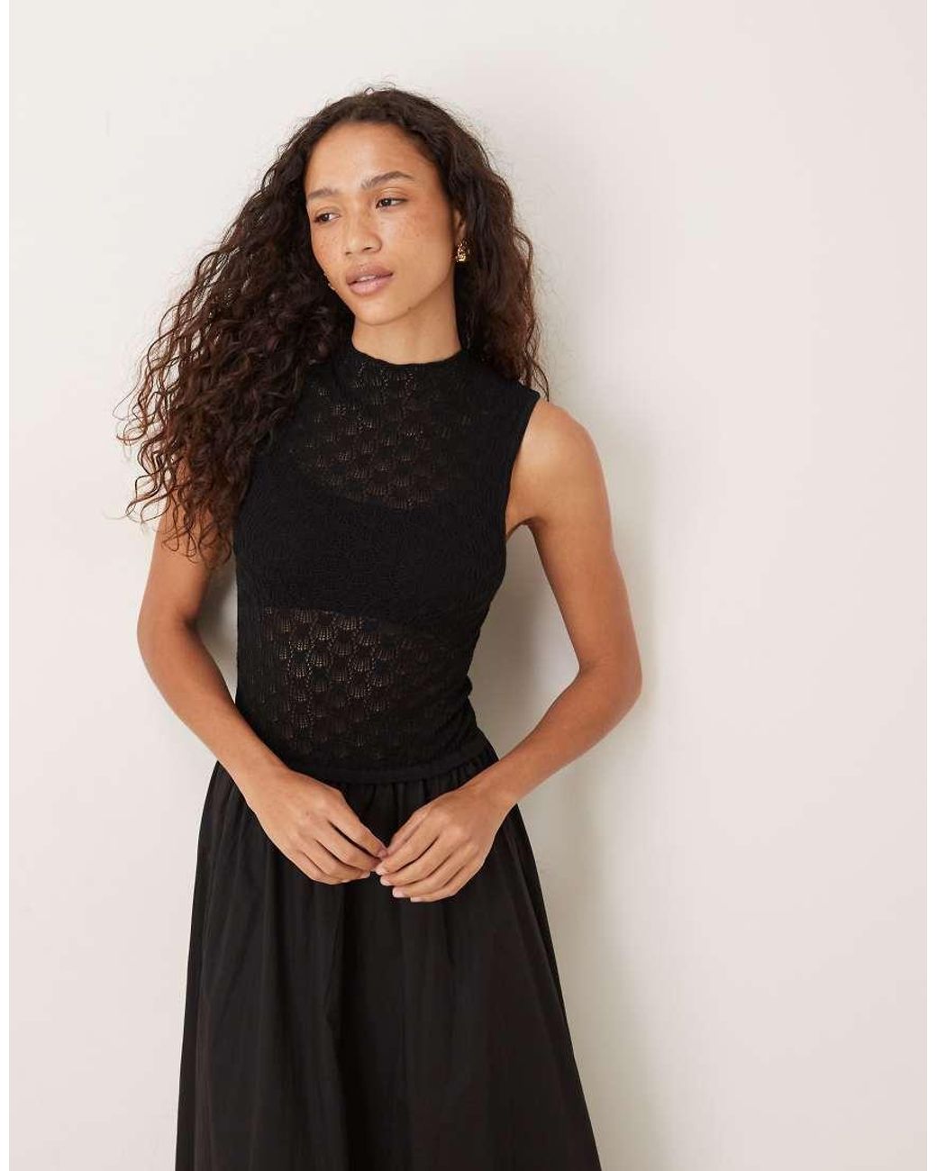 Vrg Grl Black Textured Body Midaxi Dress