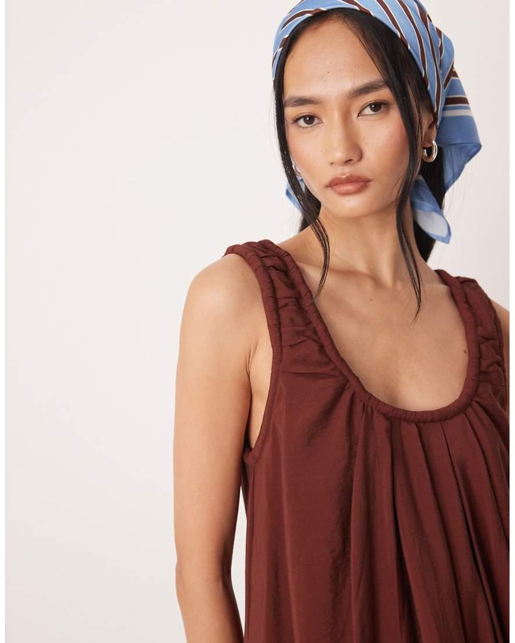 ASOS Red Techy Scoop Ruched Neck Maxi Sundress