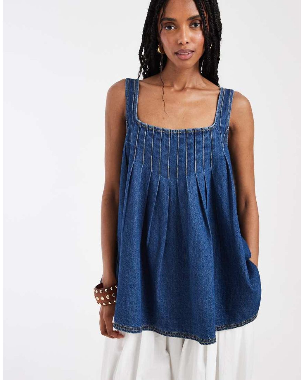 Free People Blue Katie Denim Tunic