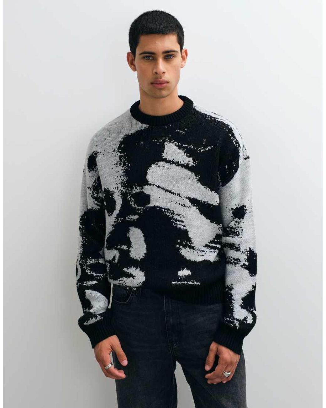 ASOS Gray Knitted Oversized Jumper for men