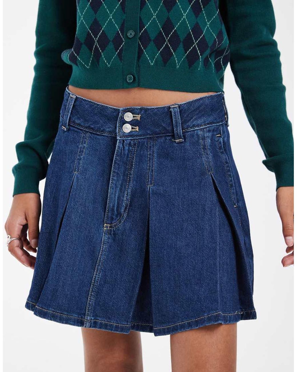Tommy Hilfiger Blue Pleated Denim Mini Skirt
