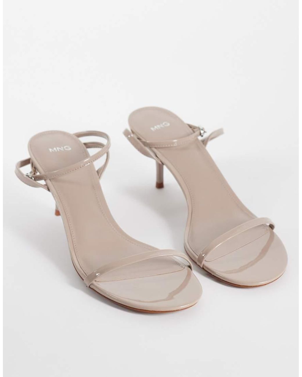 Mango White Kitten Heeled Sandal