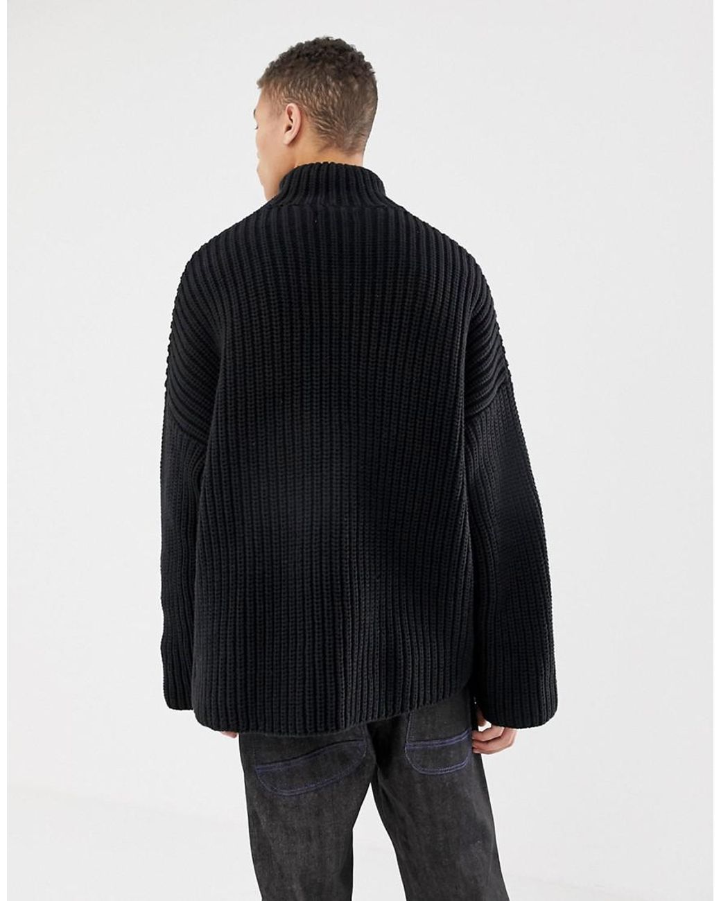 ASOS Oversized Sweater In Chunky Black Knit for Men | Lyst