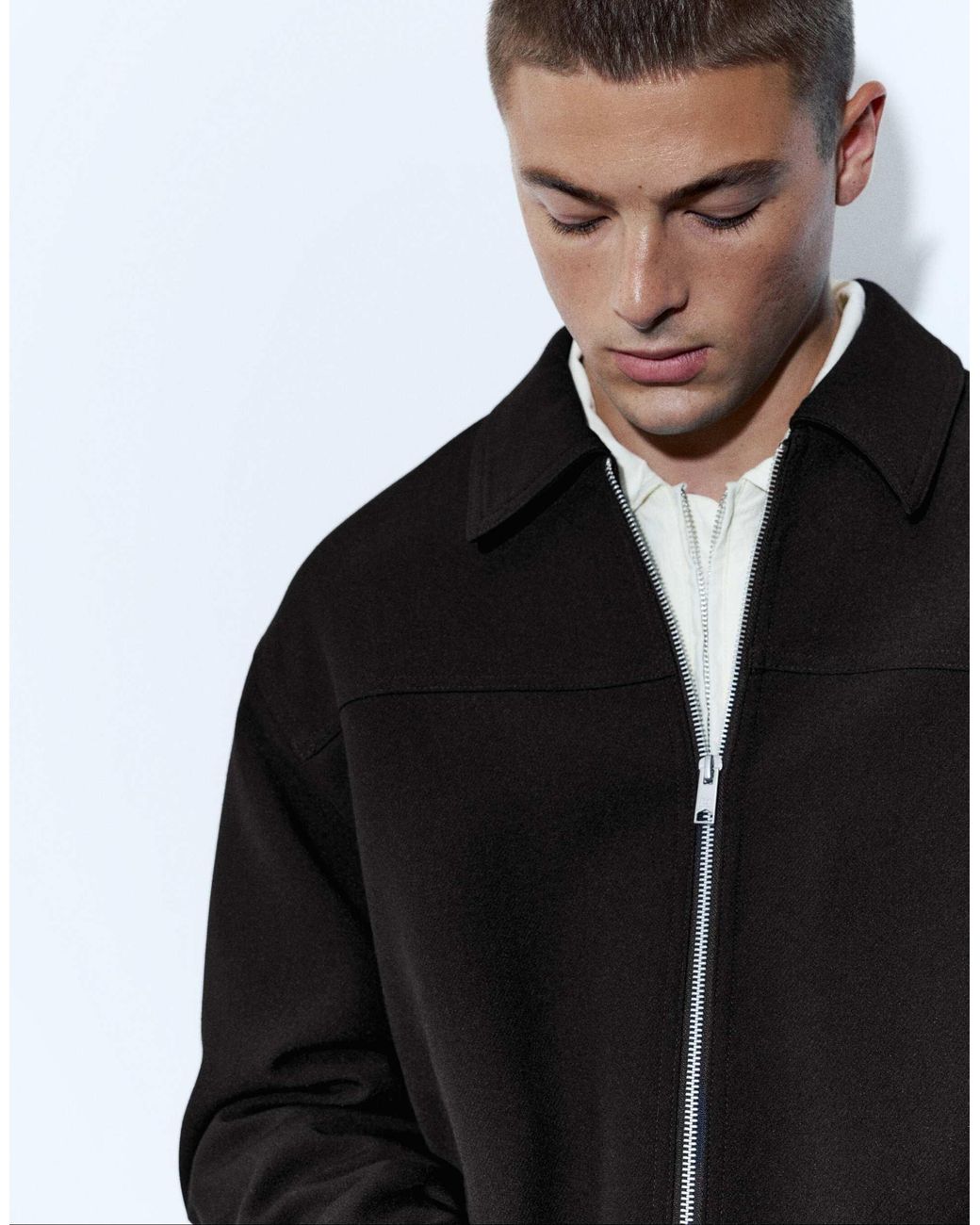 Pull&Bear Basic jacke mit reißverschluss in Black für Herren