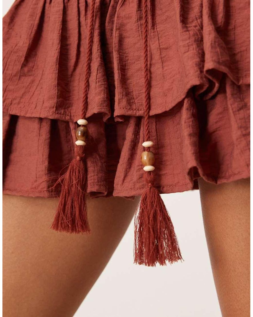 ASOS Red Pull On Knicker Shorts With Ruffle Detail