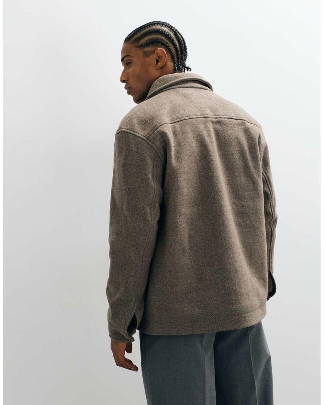 SELECTED Brown Wool Blend Shacket for men