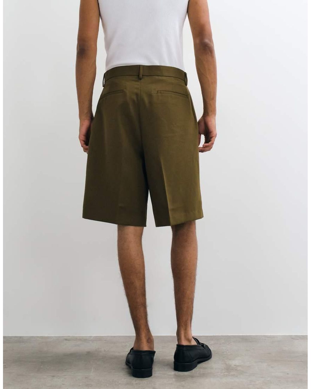 ASOS Geplooide Bermudashort in het Green voor heren
