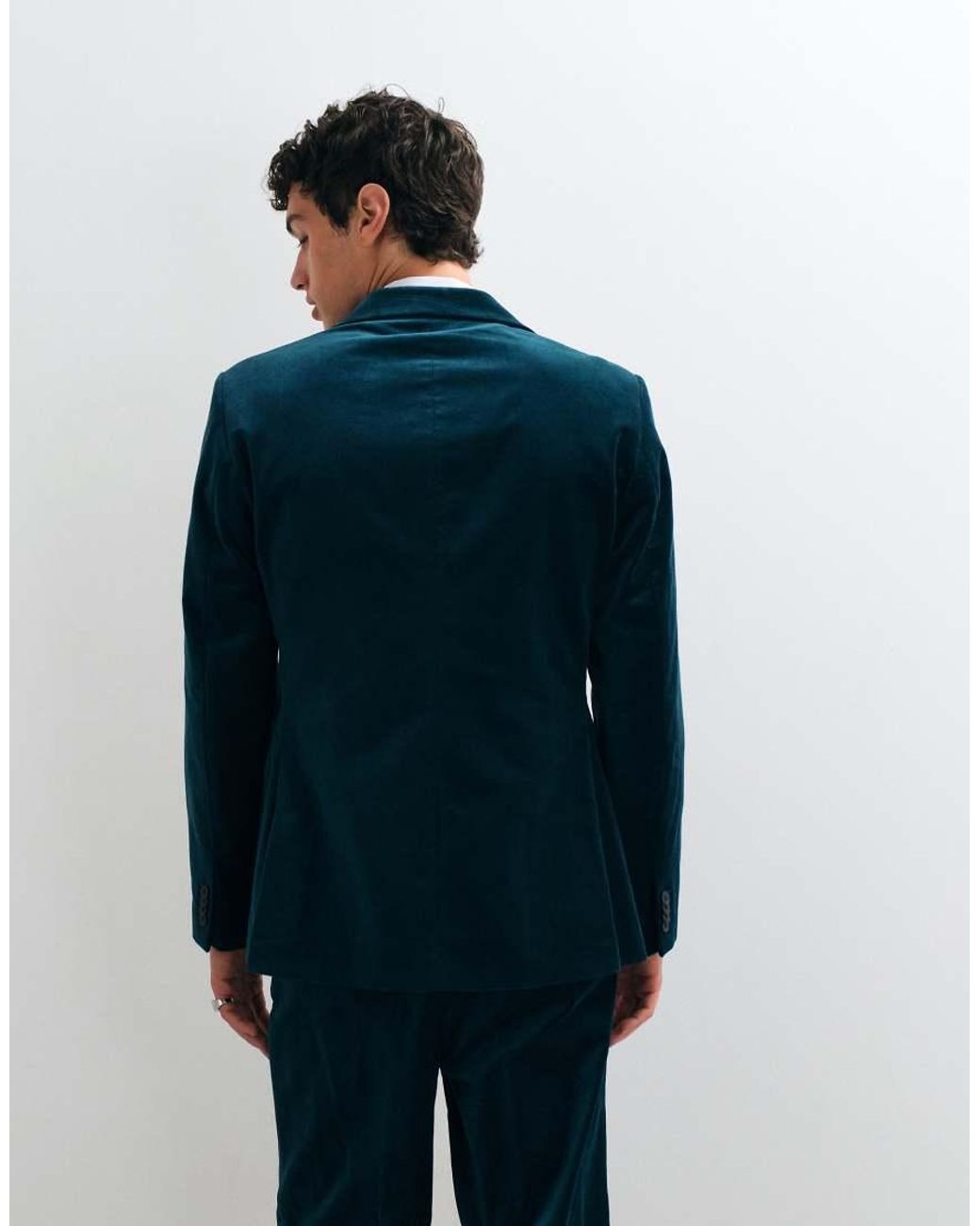 ASOS Blue Slim Double Breasted Suit Jacket for men