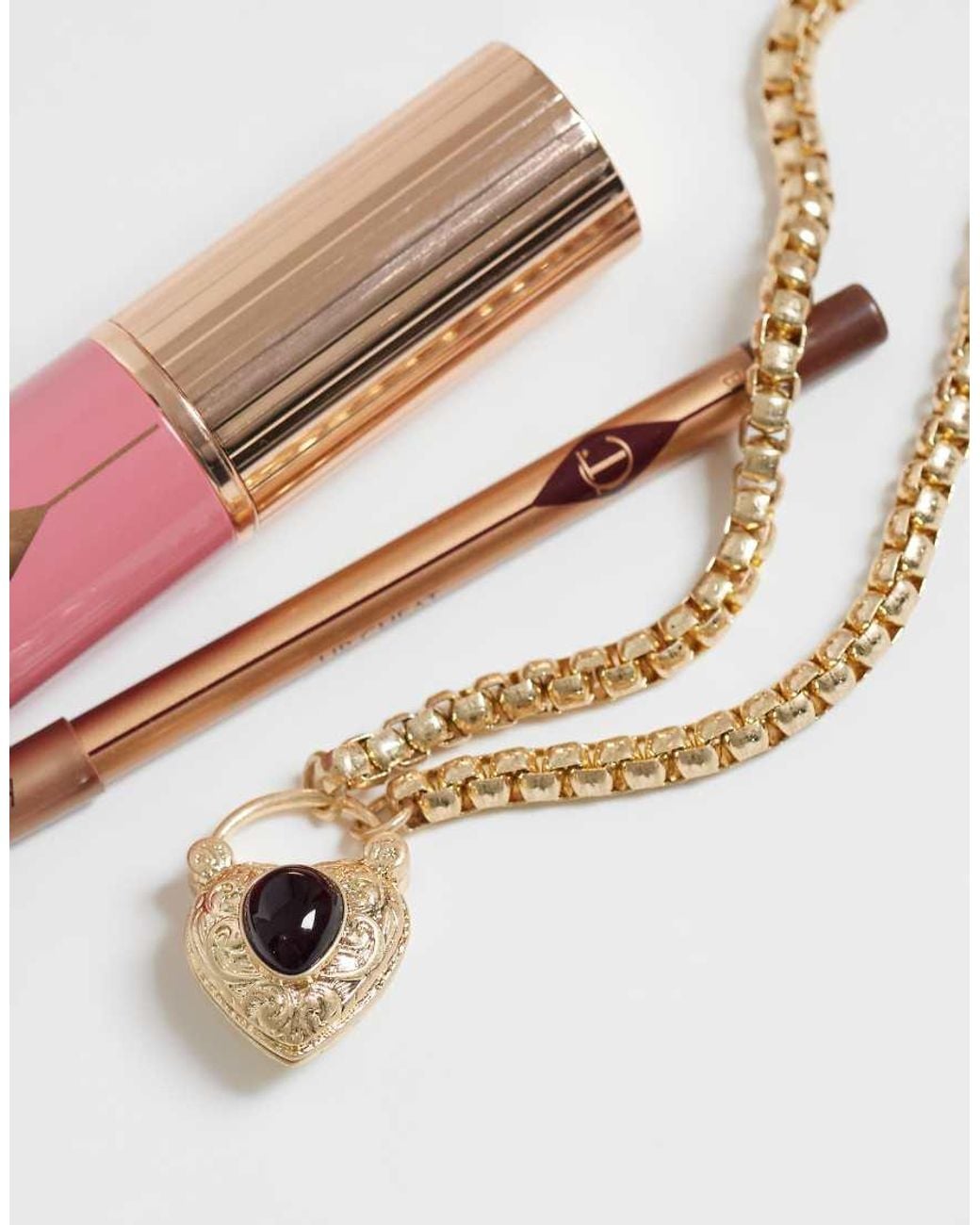 Reclaimed Vintage Metallic Victorian Style Locket Choker With Stone