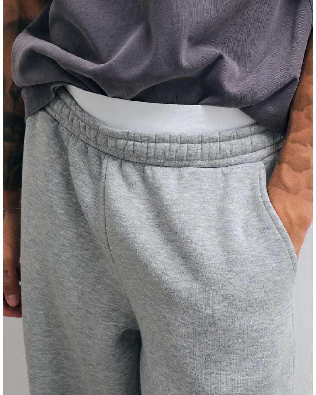 ASOS Gray Wide Leg jogger With Double Waistband for men