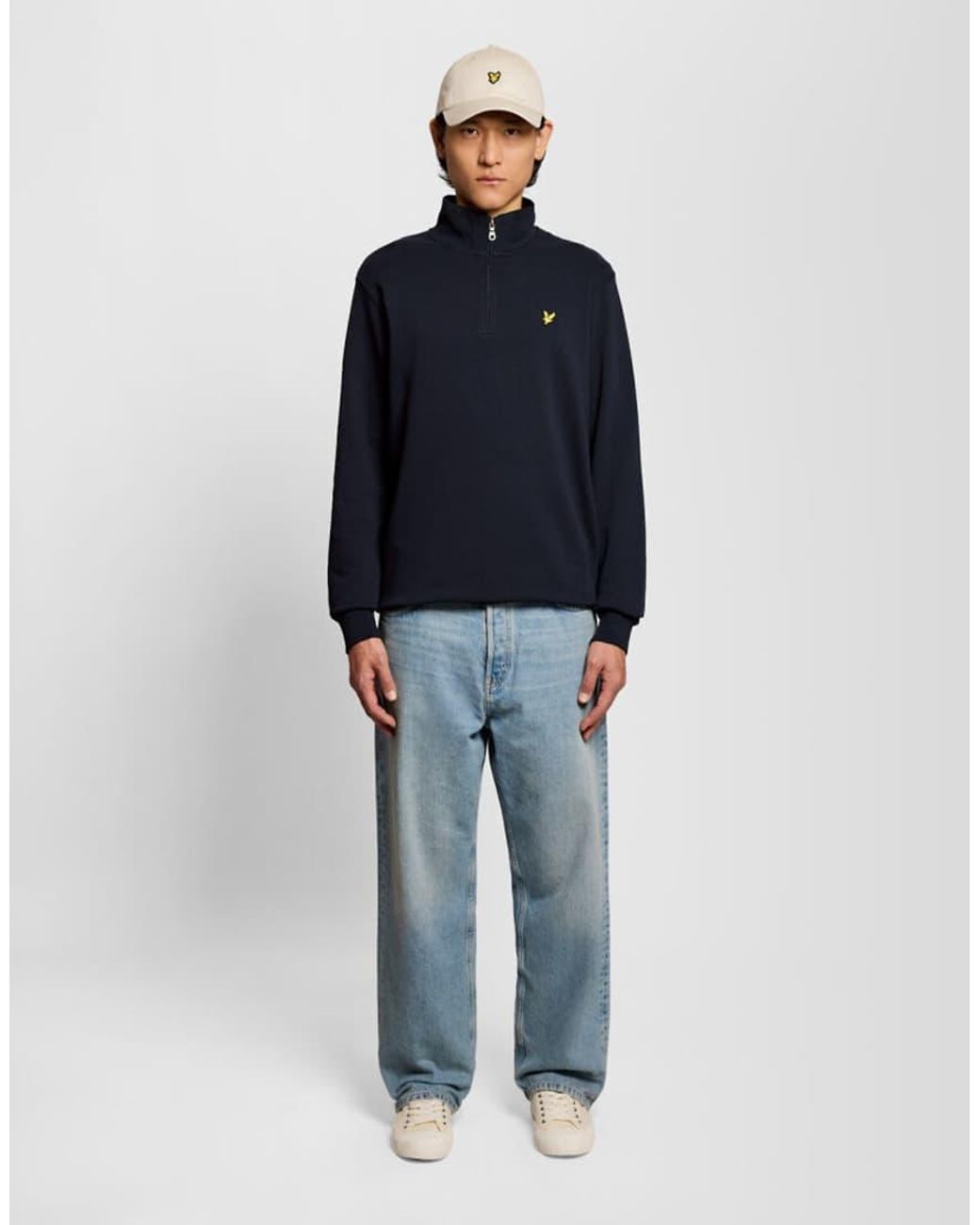 Lyle & Scott Blue Mid Layers Quarter Zip Pullover Sweatshirt for men