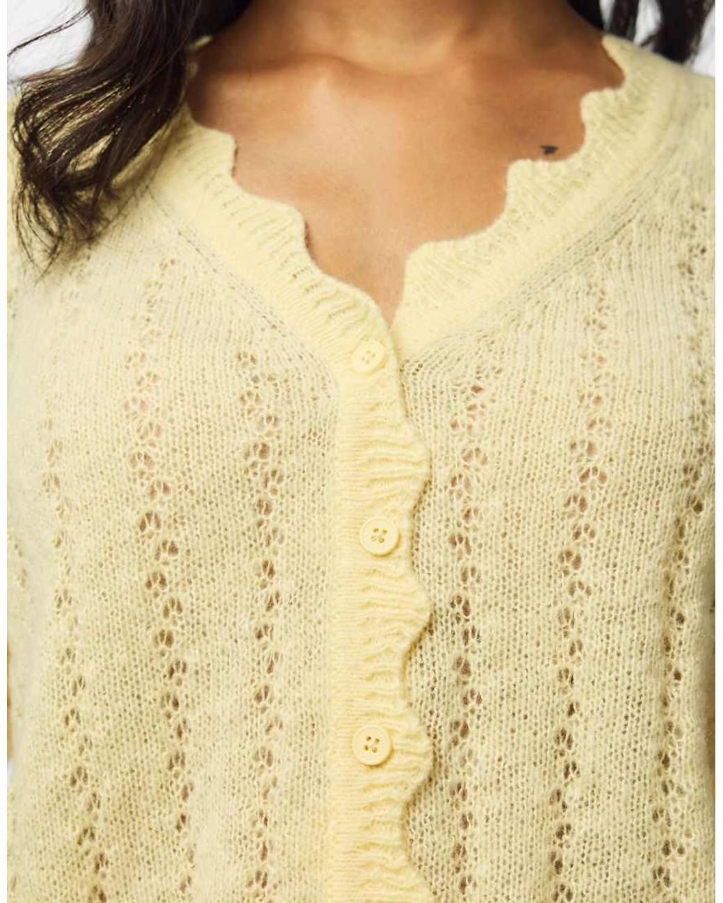 Pieces Yellow Knitted Cardigan