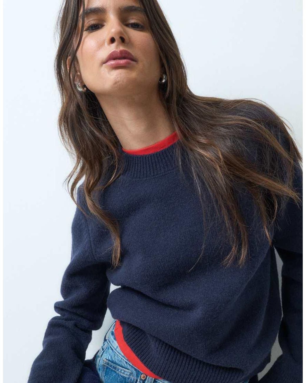 ASOS Blue Wool Blend Neat Fit Jumper
