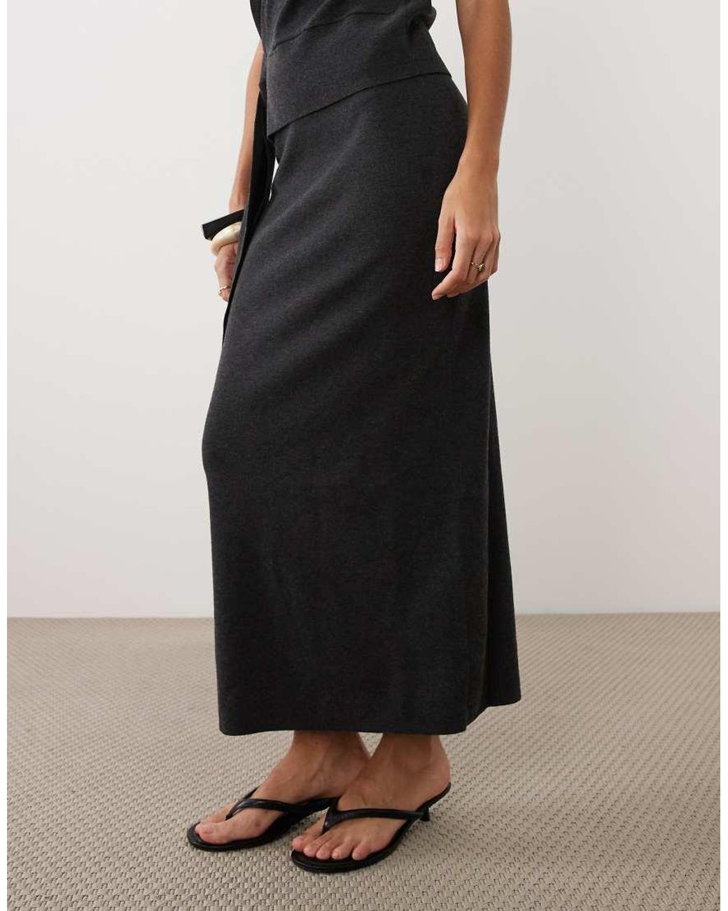 ASOS Gray Midi Knitted Skirt
