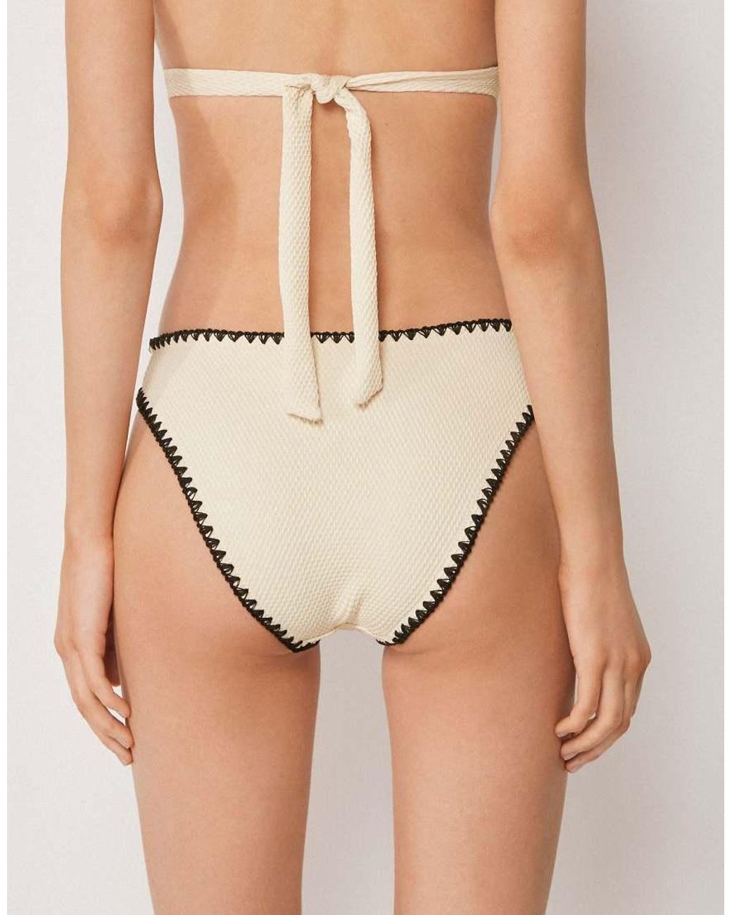 Calzedonia Natural Bikini Bottoms Bicolor Embroidery