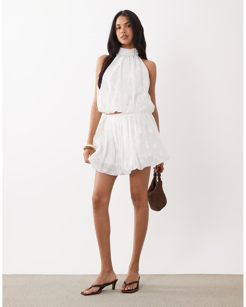 Gina Tricot Natural Co-ord Halterneck Sleeveless Top