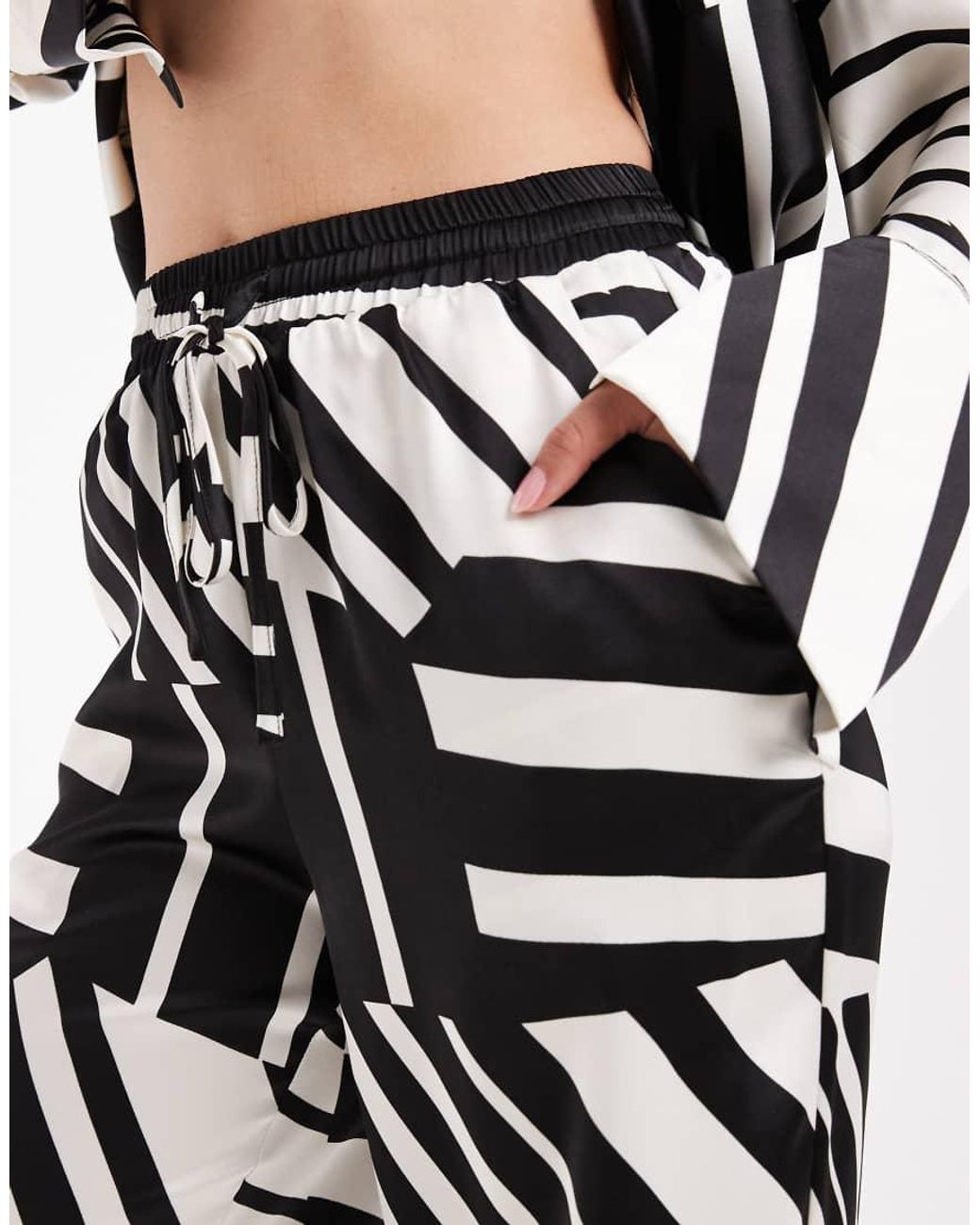 4th & Reckless White Satin Wide Leg Trousers Co-ord