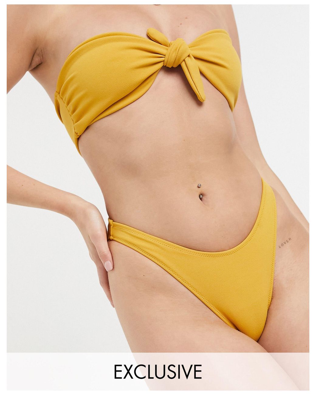 Fashion Union – exklusive, strukturierte bikinihose mit u-ausschnitt und  hohem beinausschnitt in Gelb - Lyst