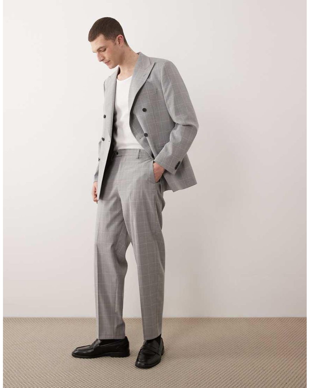 ASOS Gray Relaxed Tapered Suit Pants for men