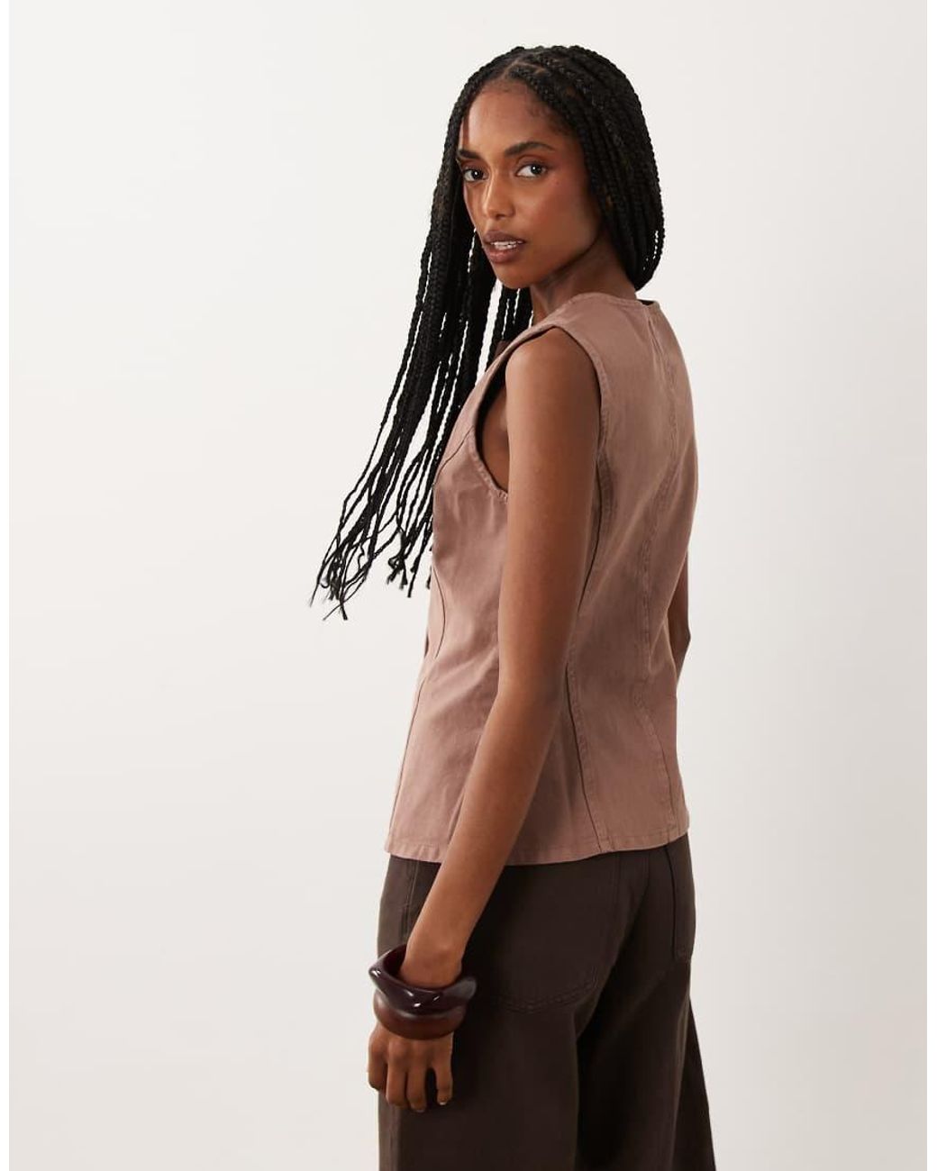 ASOS Brown Denim Boxy Tank Co-ord