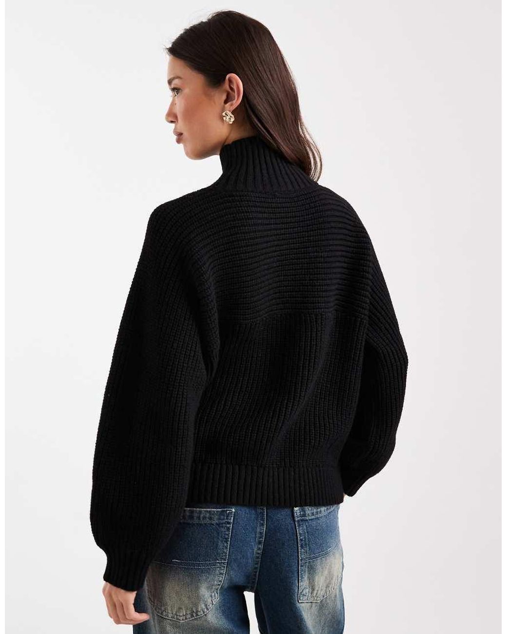 Monki Black Libby High Neck Jumper