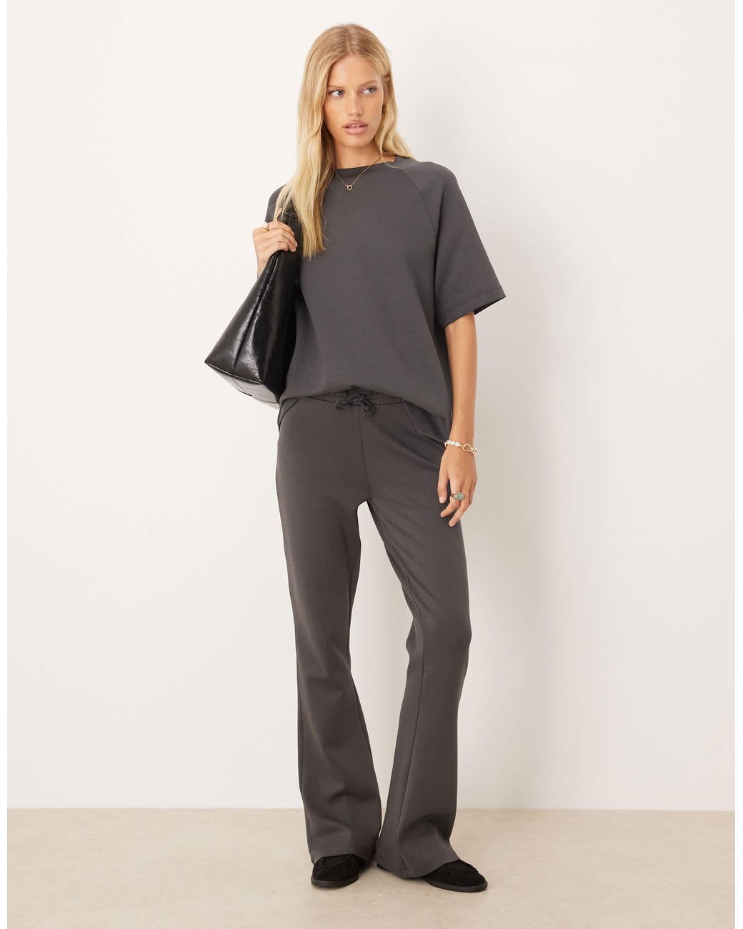 ASOS Gray Interlock Flared Sweatpants
