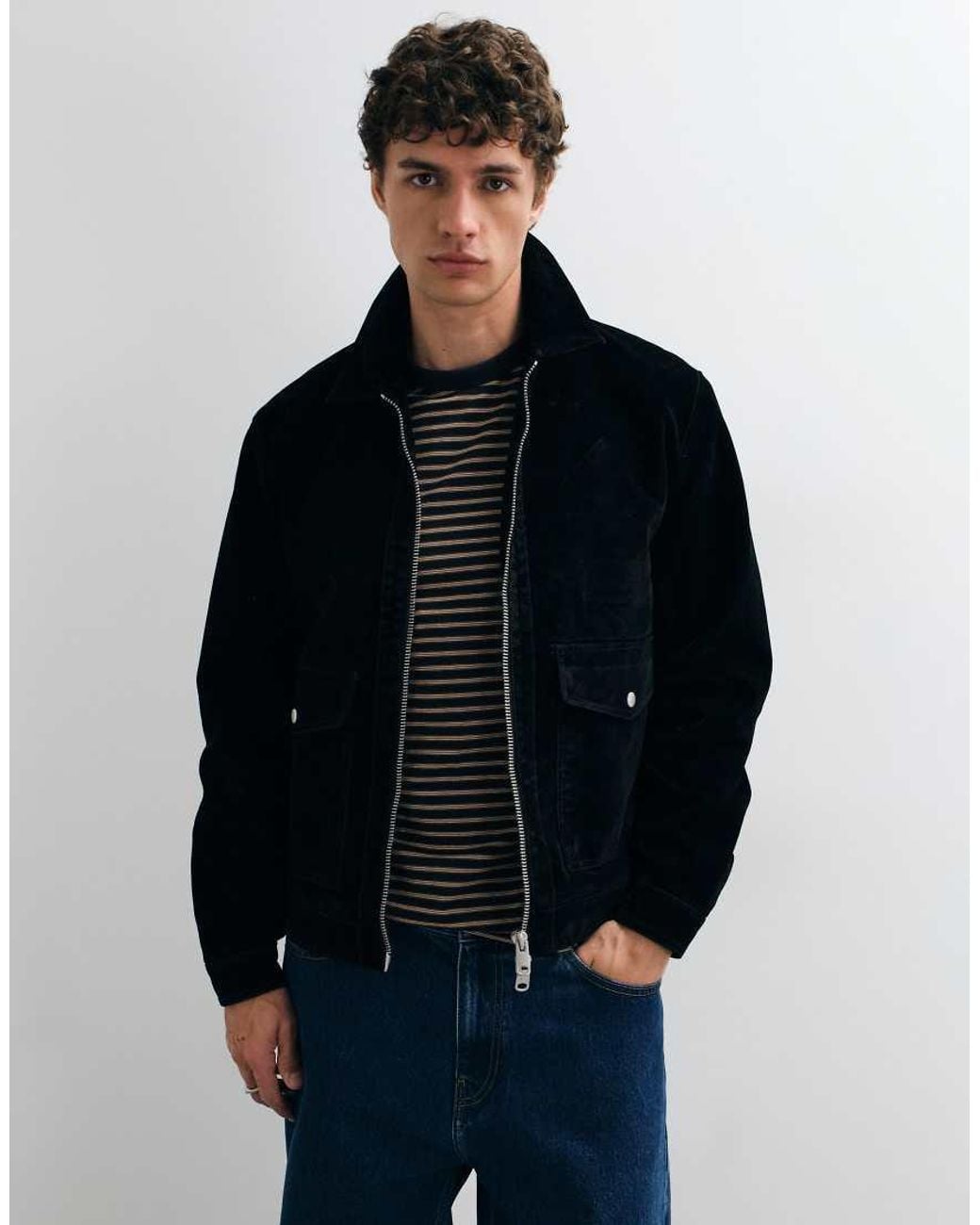 Only & Sons Blue Faux Leather Jacket for men