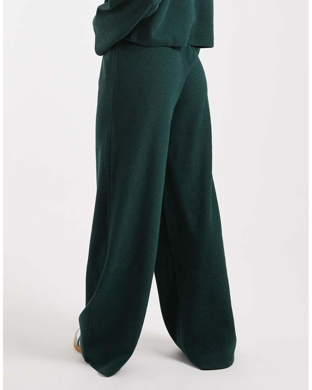 Miss Selfridge Green Soft Rib Wide Leg Trouser