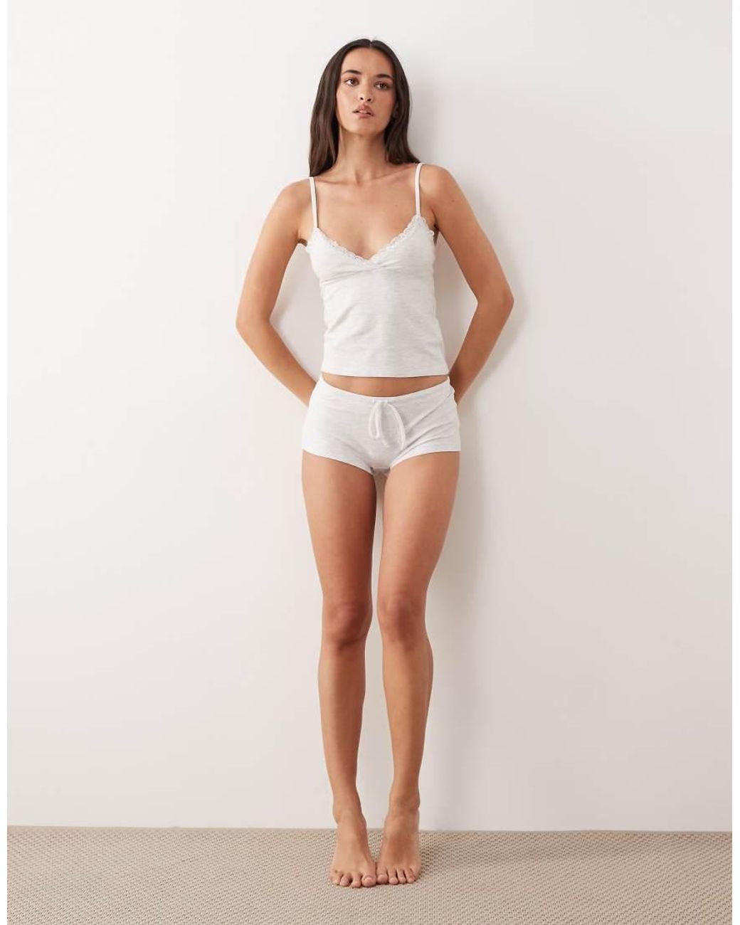Cotton On White Pyjama Dreamy Soft Pointelle Longline Cami And Matching Shorts