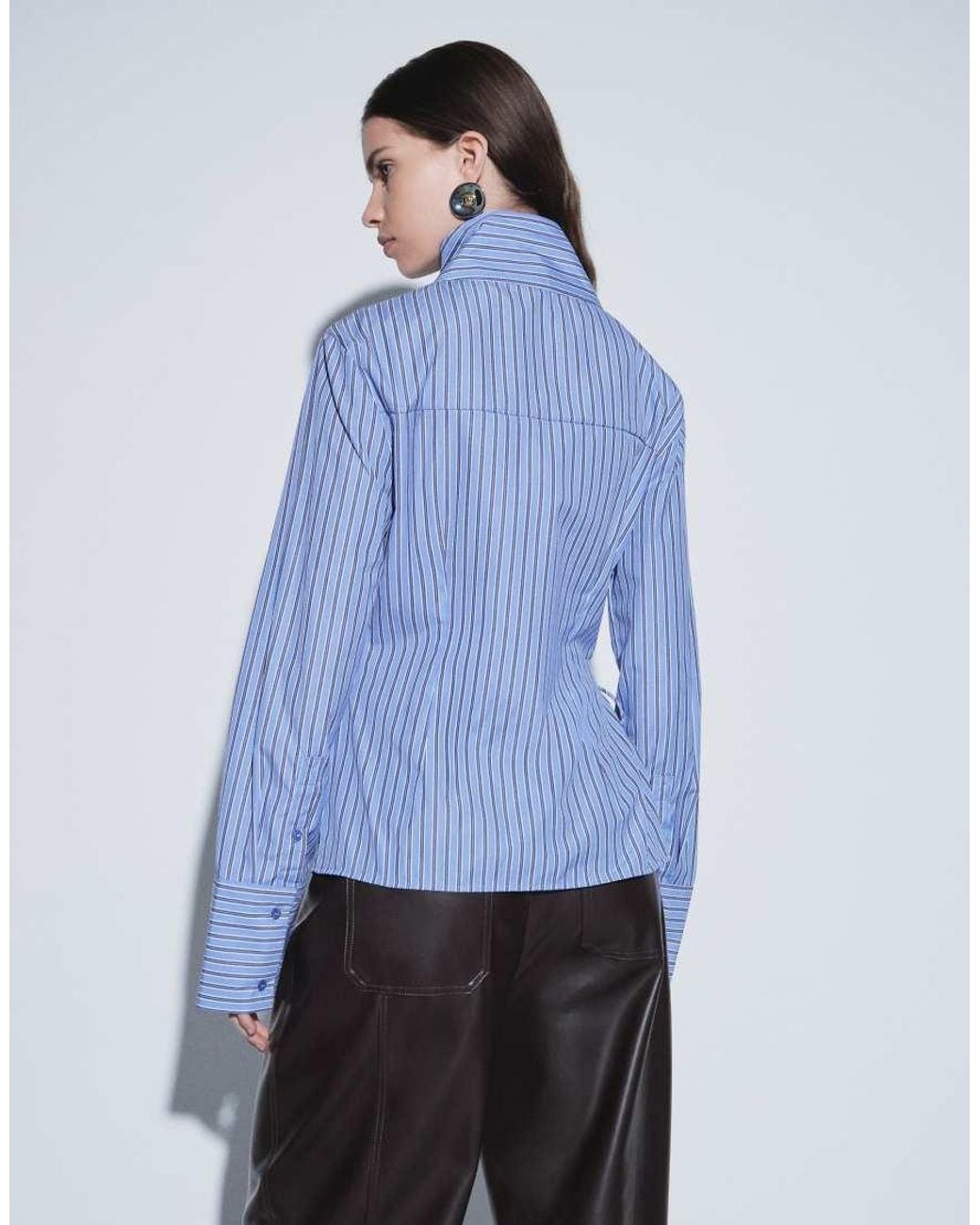 Gina Tricot Blue Funnel Neck Wrap Shirt