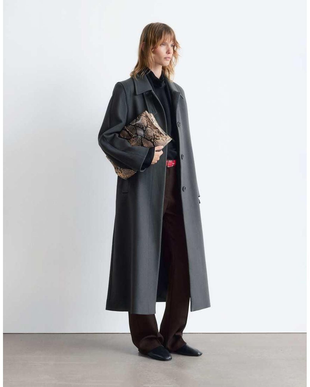 & Other Stories Blue Wool Maxi Coat With Button Detail
