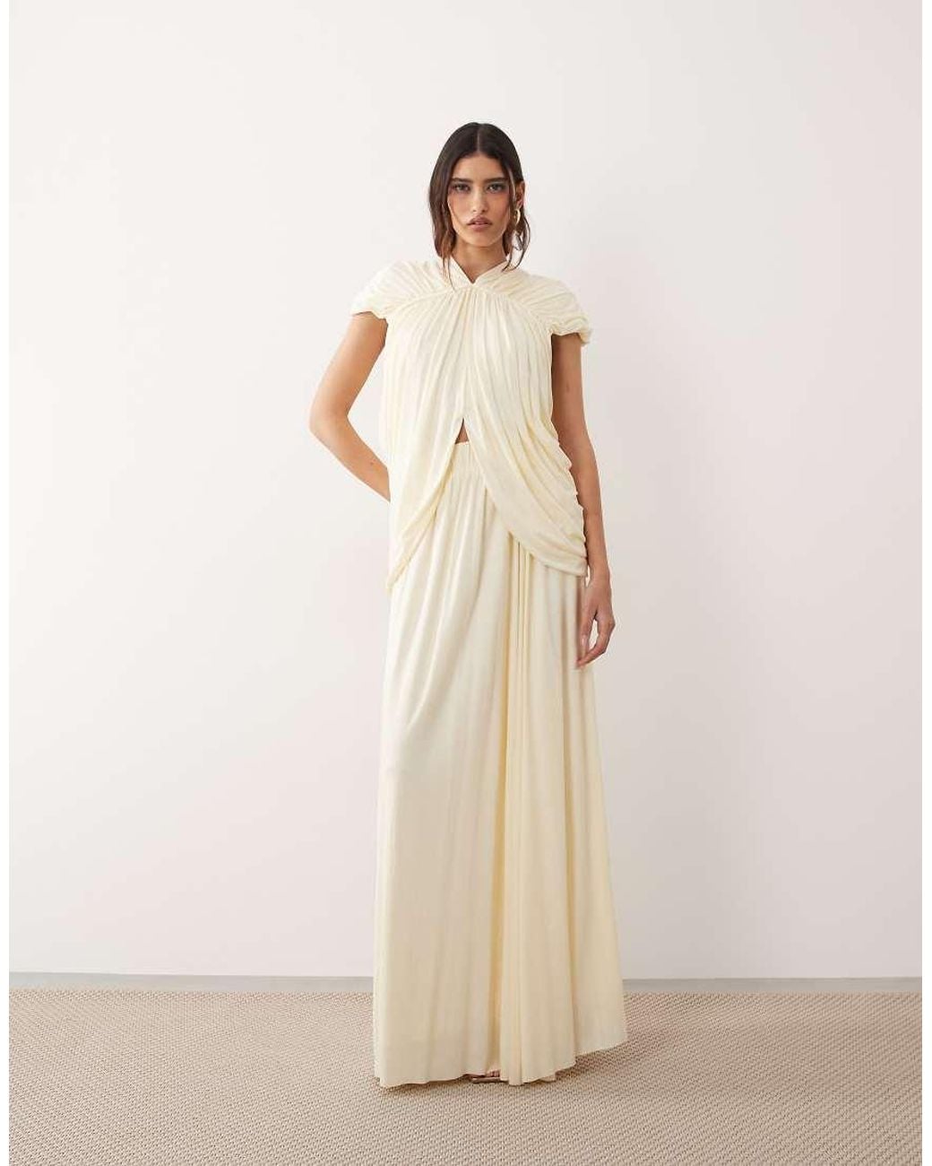 ARRANGE Natural Channel Detail Longline Draped Top