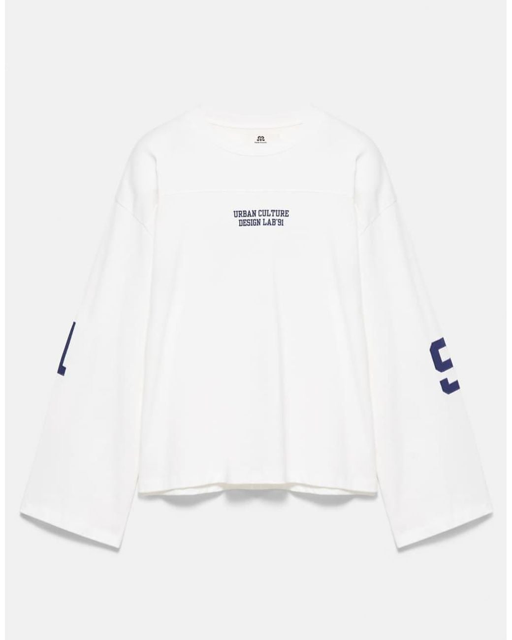 Pull&Bear White Long Sleeve Graphic And Number T-shirt