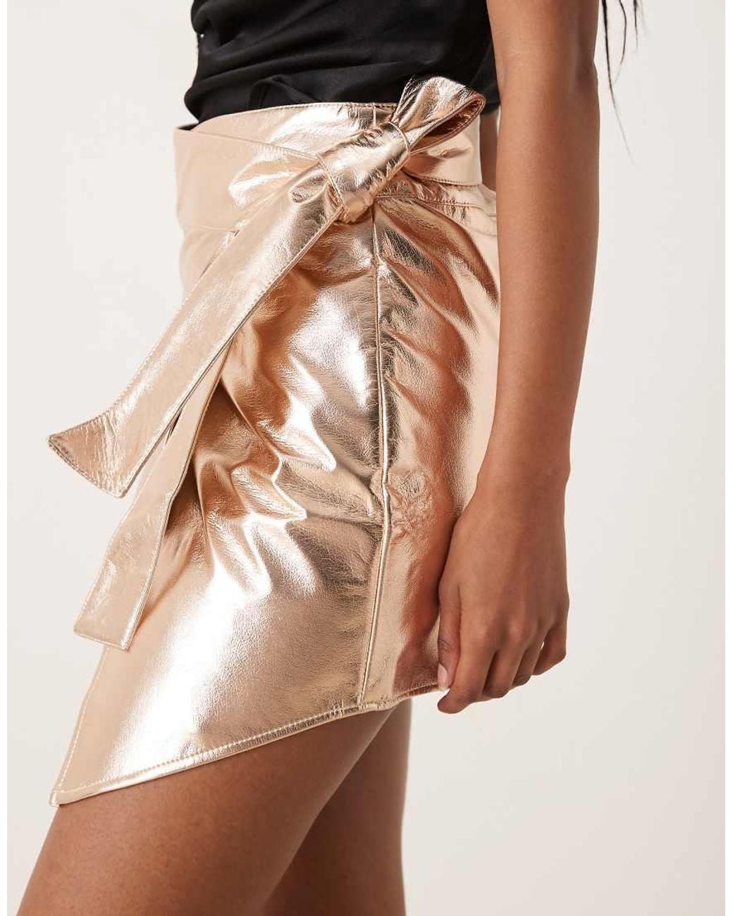 Glamorous Natural Wrap Mini Skirt
