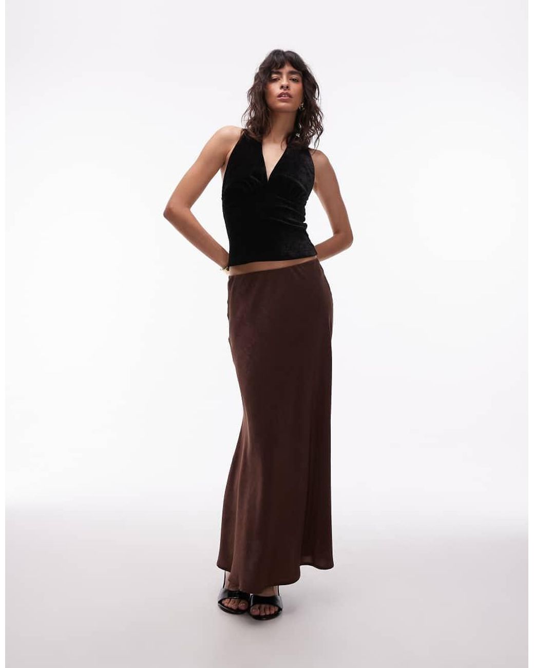 ASOS Black Textured Velvet Halterneck Top