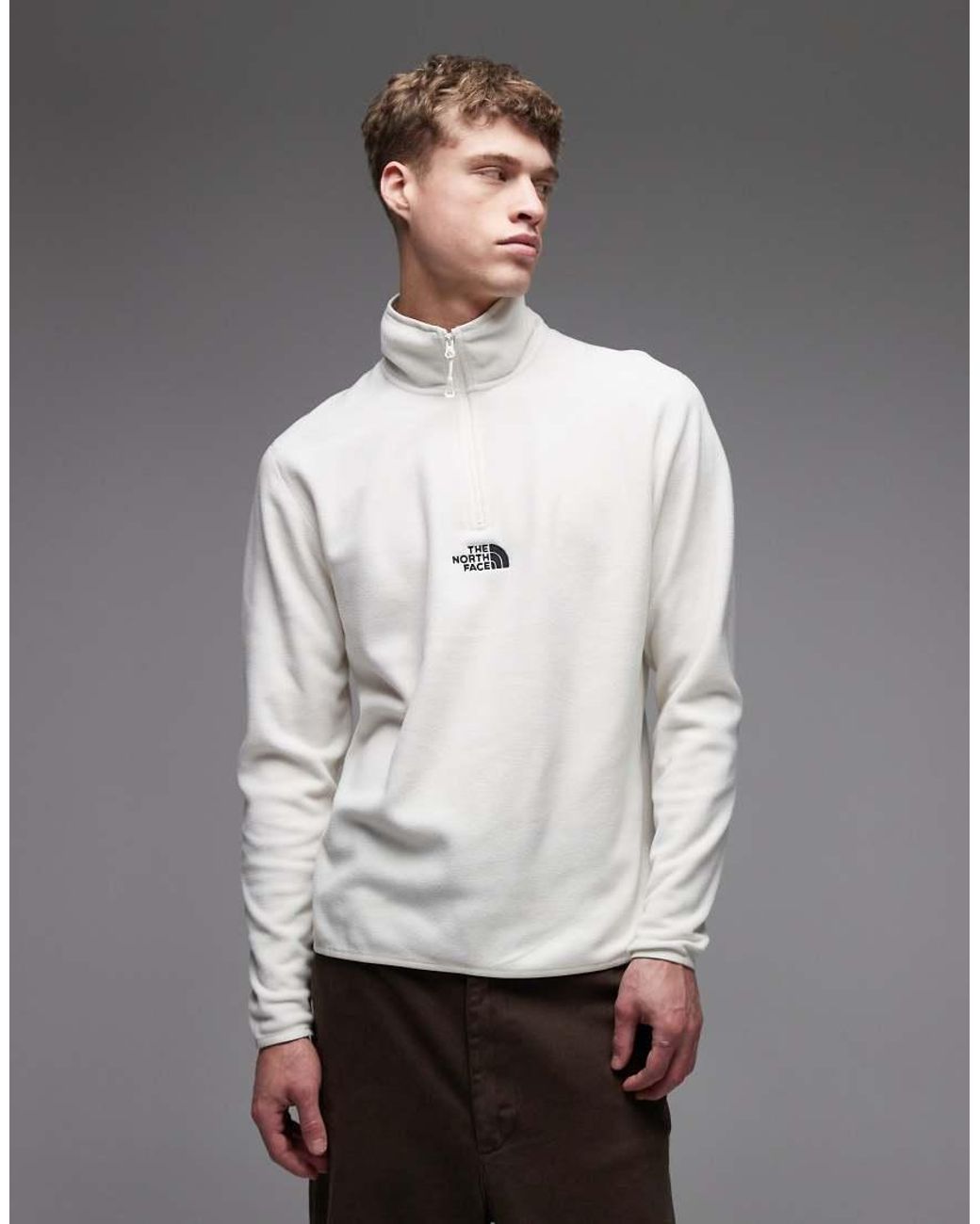 The North Face Gray Glacier Embroidered Logo 1/4 Zip for men