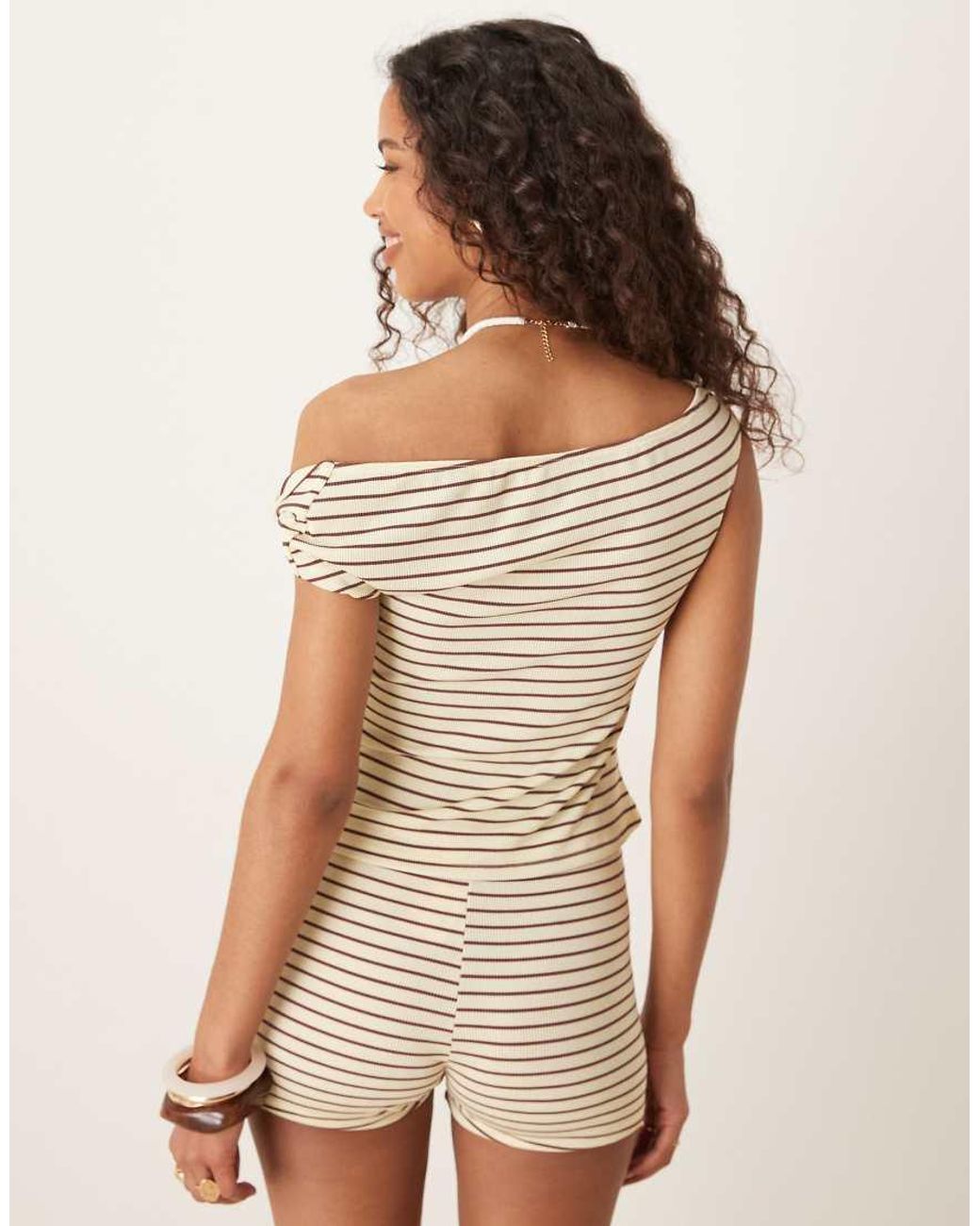 ASOS White Twist Shoulder Bardot Top