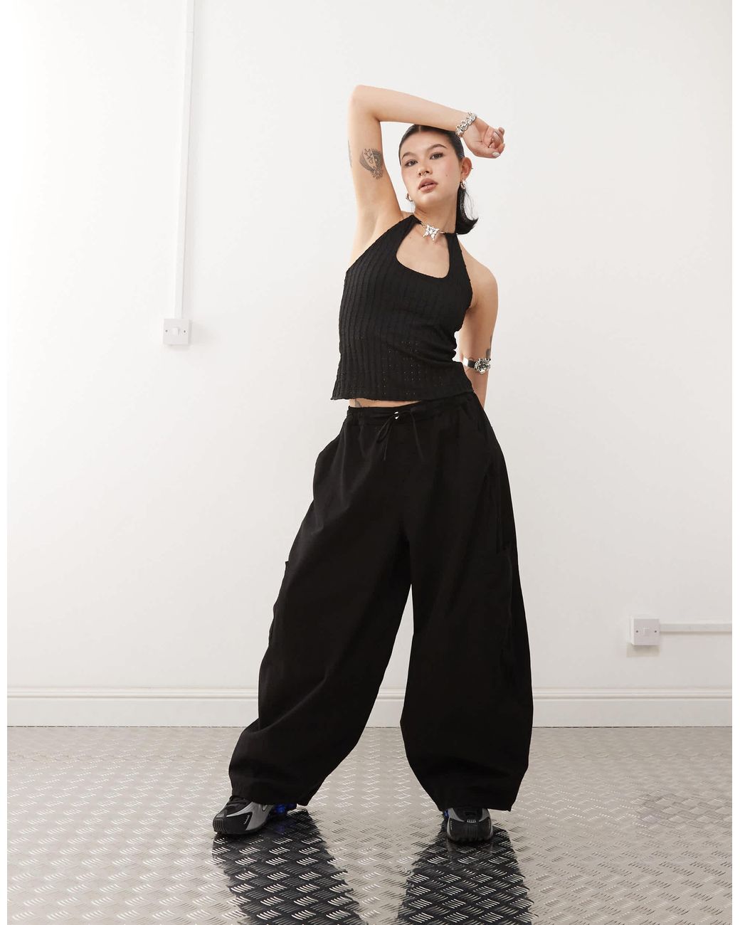 Collusion Cargo Balloon Trouser in White | Lyst
