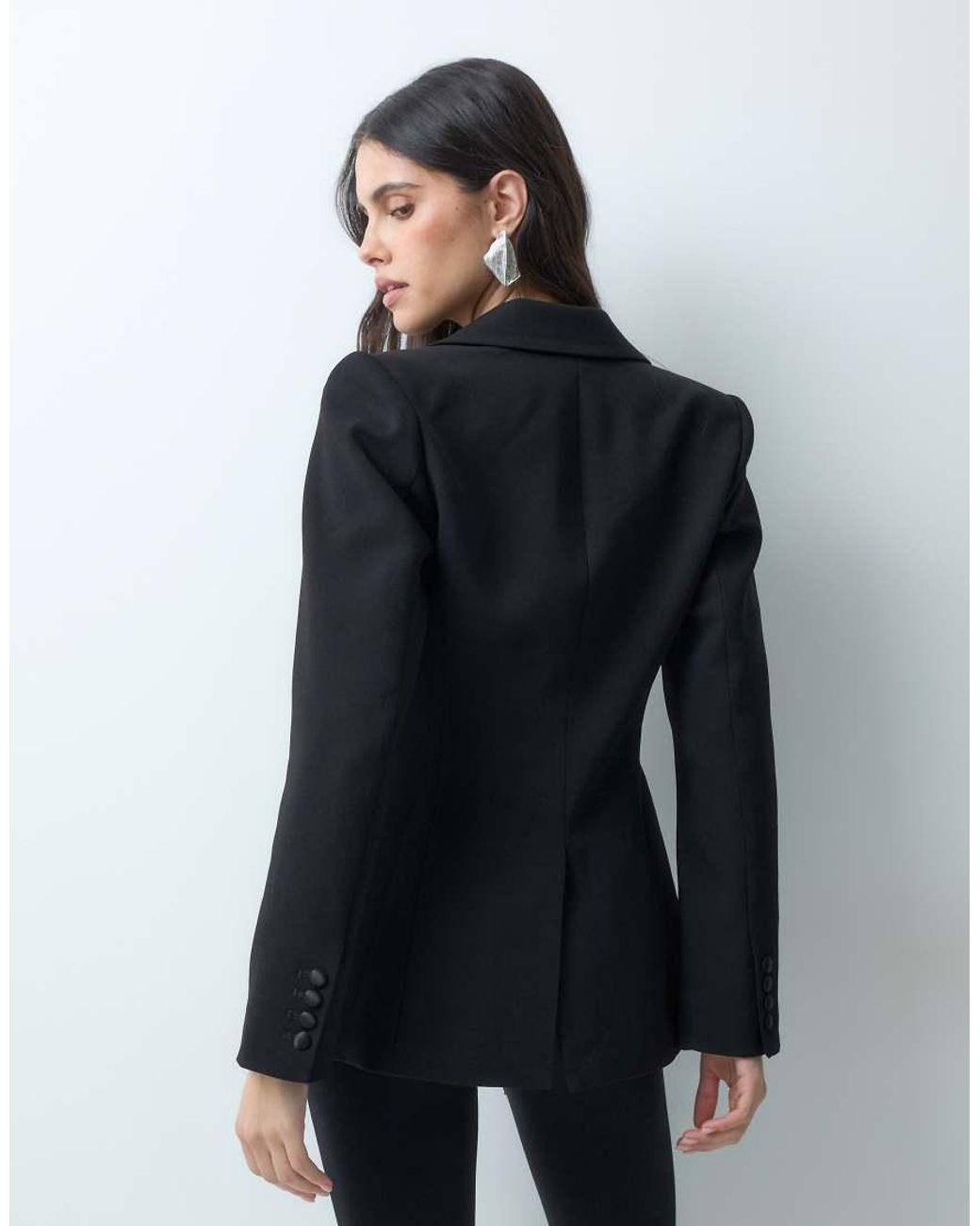 Nobody's Child Black Satin Trim Tuxedo Blazer Co-ord