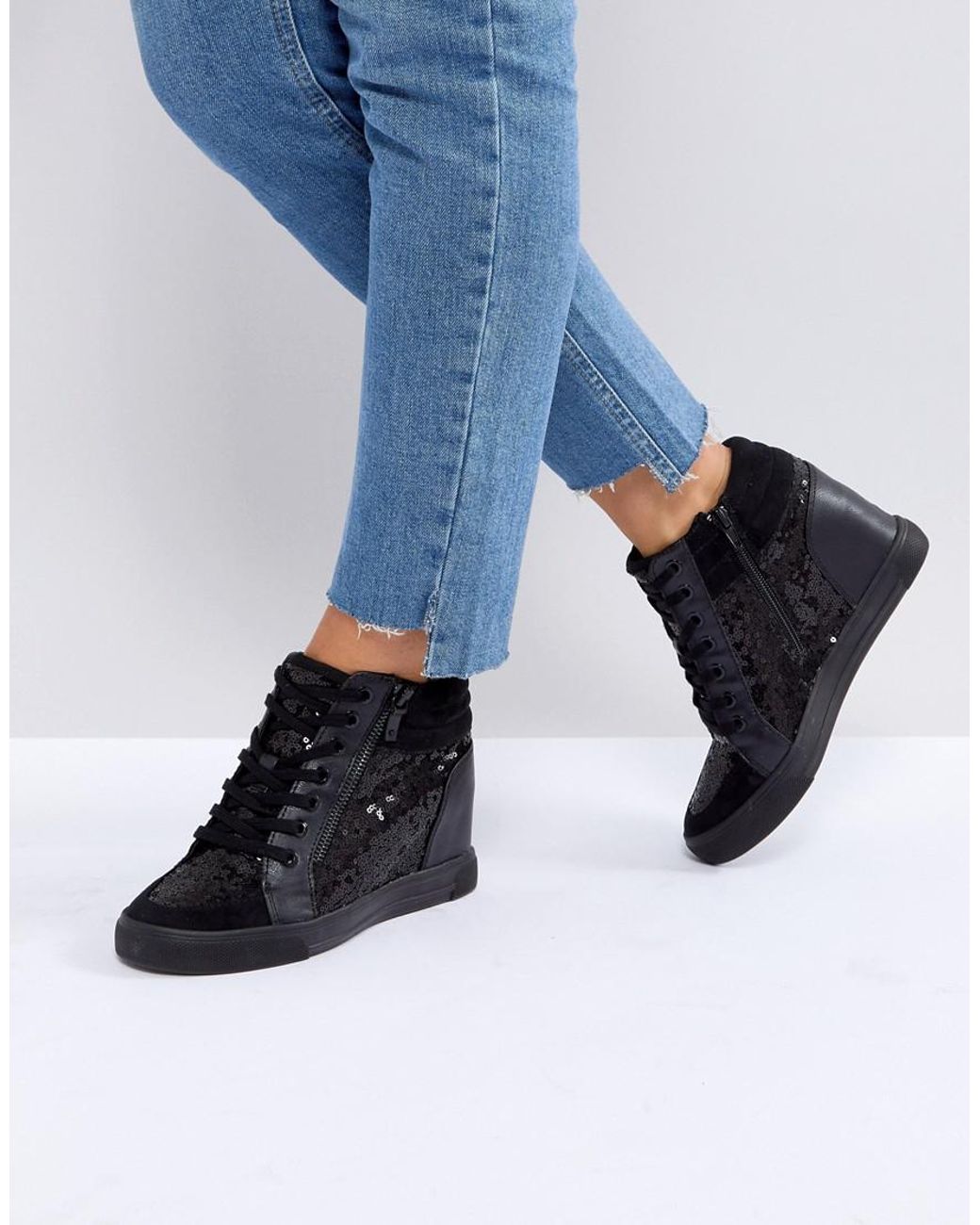 Aldo black wedge sneakers best sale