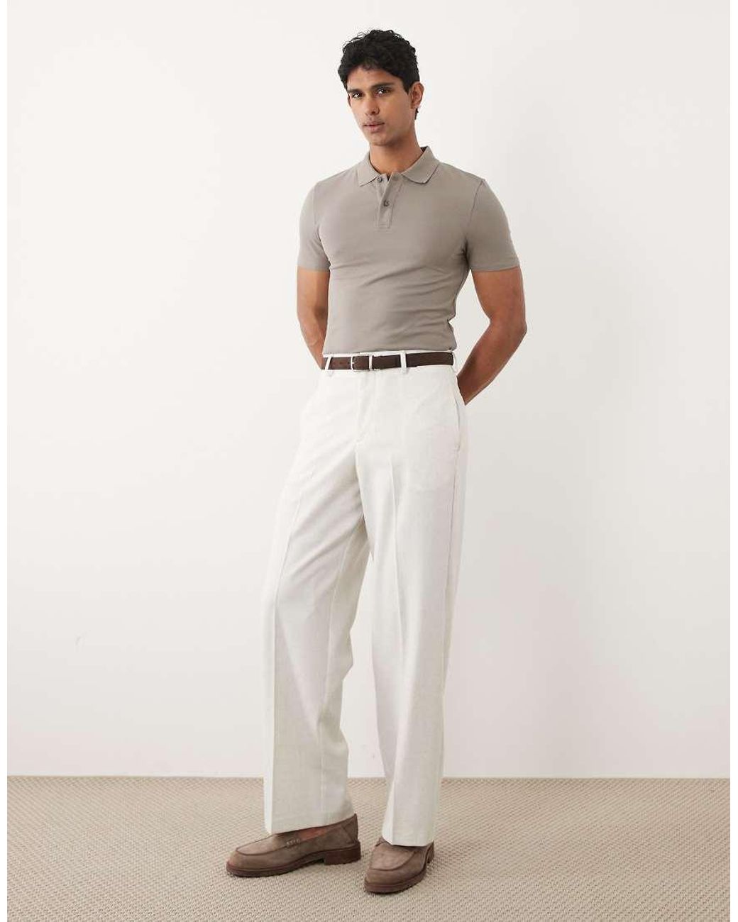 ASOS Gray Essentials Muscle Fit Polo for men
