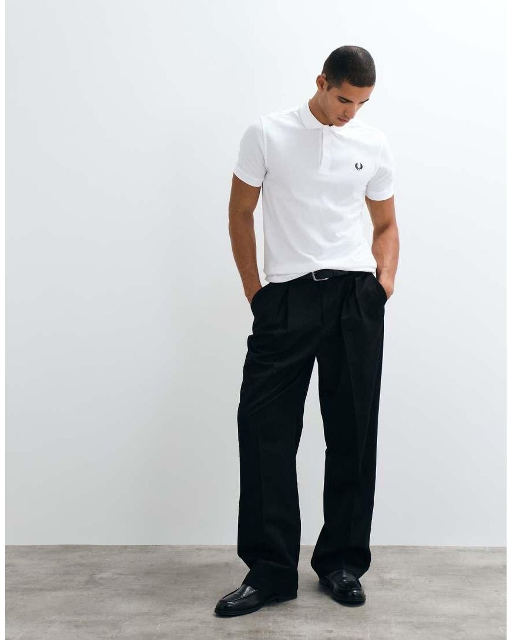 Fred Perry White Plain Polo Shirt for men