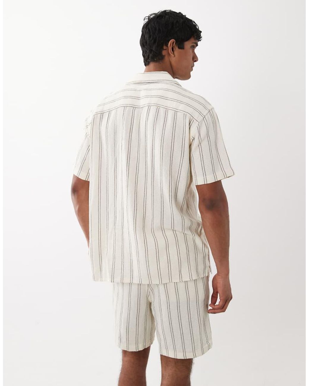 Jack & Jones White Stripe Textured Shirt for men