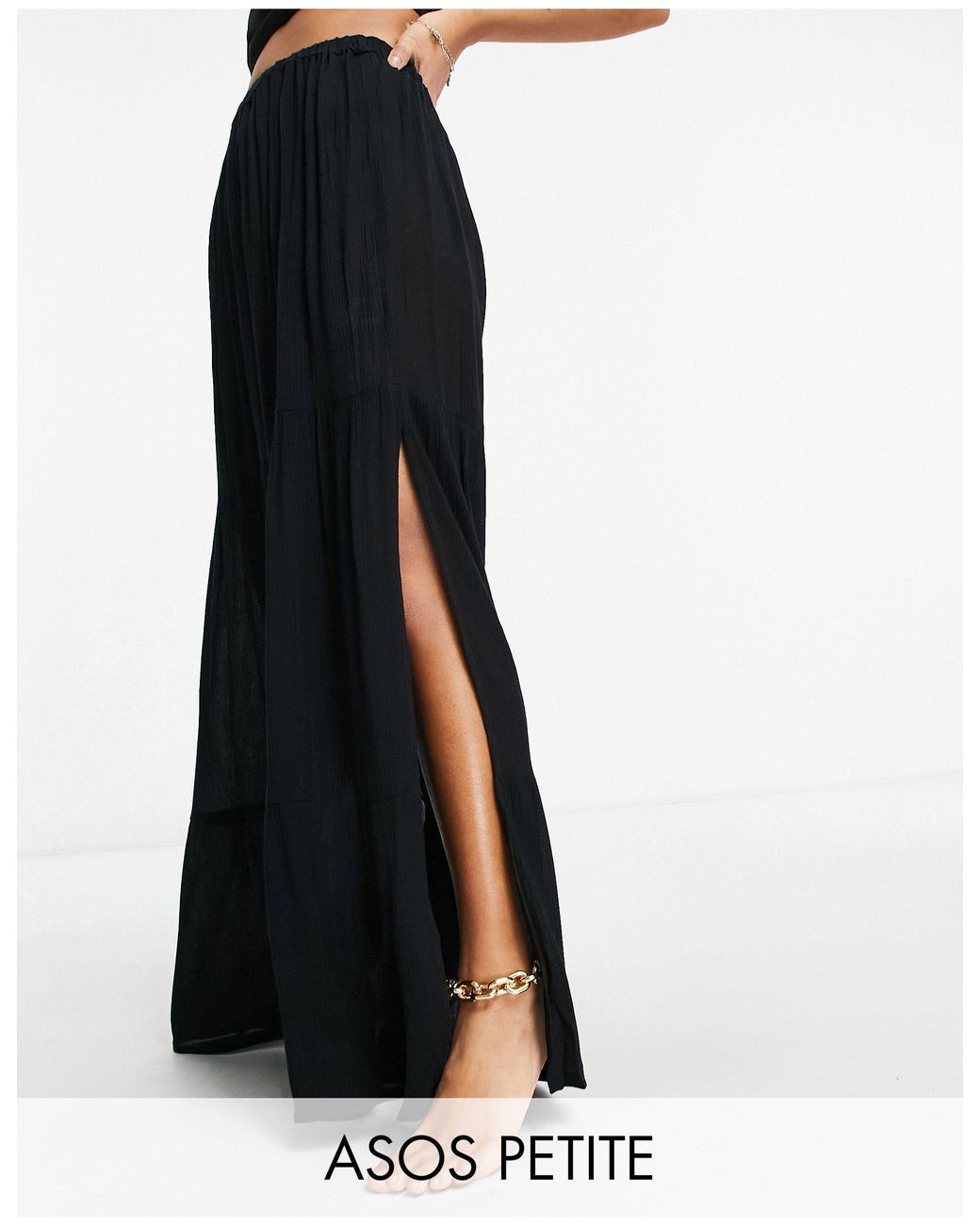 ASOS Asos Design Petite Crinkle Tiered Maxi Beach Skirt Co ord in